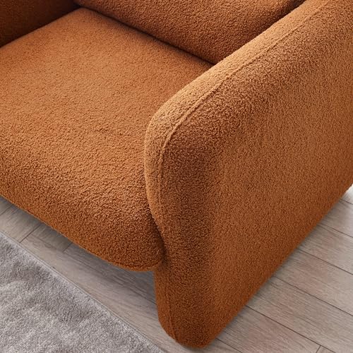 Modern Accent Chair with Lambskin Sherpa Fabric, Cream V3285