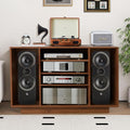 Stereo Cabinet, Media Storage Cabinet, 5-Tier Shelves Audio Video Record Player Stand Cabinet, Modern AV Cabinet with Cable Management for Entertainment Stereo Component(Black)