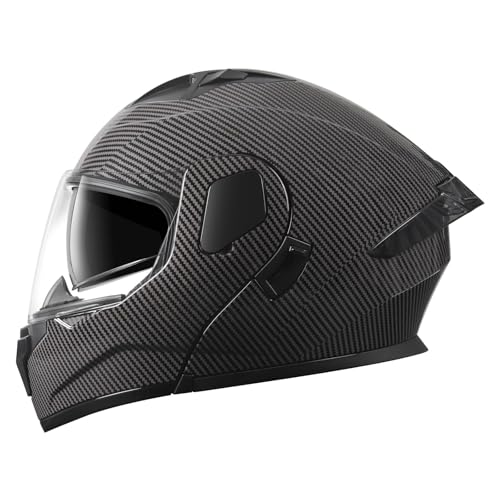 SPARK DOT Modular Flip-Up Dual Visor Motorcycle Helmet (Bright Black, Small) W8778