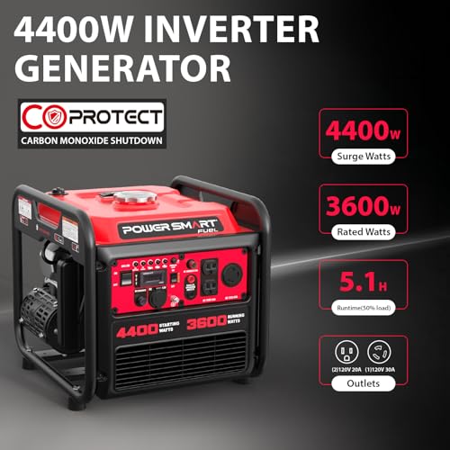 PowerSmart 2500-Watt Gas Powered Portable Inverter Generator, CO Sensor, EPA Compliant M468