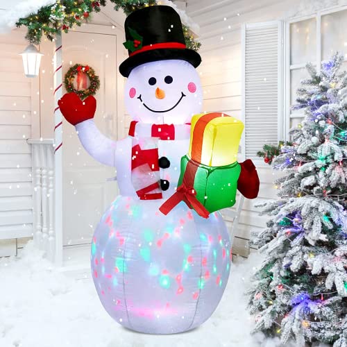 Inflatable Snowman Christmas Decoration with Rotating LED Lights N534