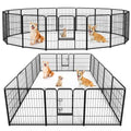 Sweetcrispy Dog Playpen Indoor - Pet Fence Puppy Exercise Pen for Yard Gate 8 Panel 24” Height Heavy Duty Crates with Doors Metal Dog Pen for Camping, RV, Outdoor, Small/Medium Pets