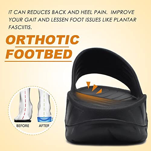 KuaiLu Men's Recovery Sandals Orthotic Cushion Open Toe Sport Slides D332788