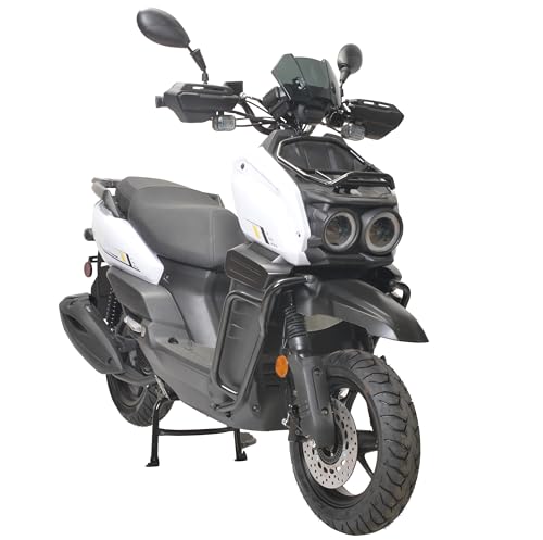 HHH motorcycle 150cc Scooter Tank 150 Scooter Moped Gas 150cc Motorcycle Fully Automatic Adult Street Bike Cvt transmission and 12 inch Aluminum Wheels ( White color )