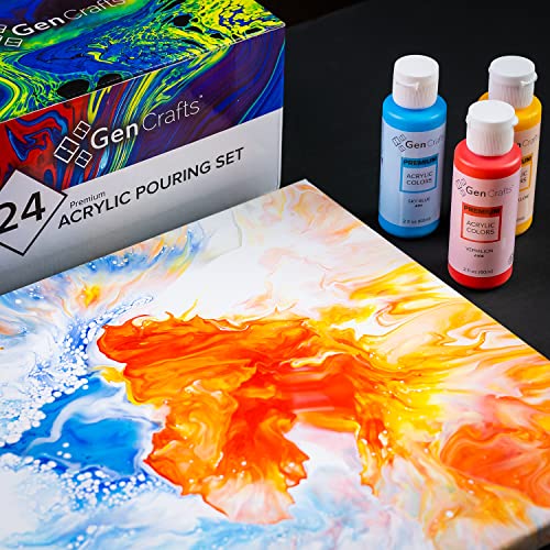 GenCrafts Neon Acrylic Pouring Paint 12 Colors, 2 oz Bottles J107