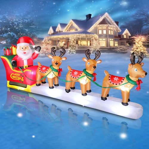 8 FT Christmas Inflatable Santa Claus with Gift Bag and LED Lights for Yard Outdoor Decor M3530