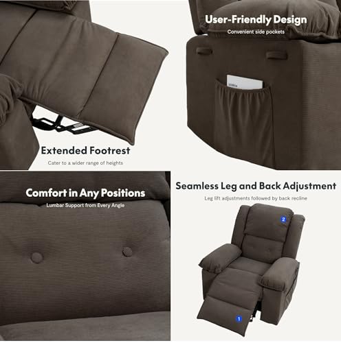 FLEXISPOT XL2 Power Lift Recliner Chair for Elderly with Massage and Heat, Brown G387