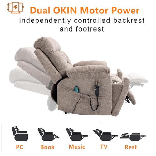 Lift Chair Recliner with Massage and Heat, Heavy Duty for Seniors, Brown V12888