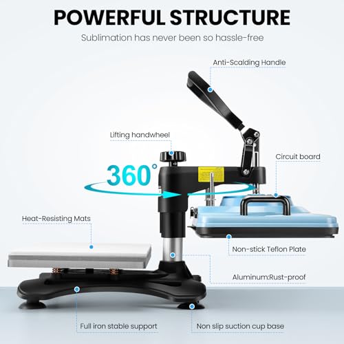 AKEYDIY Heat Press Machine 12''x15'' for T Shirts, Mugs, Plates, Caps U3681