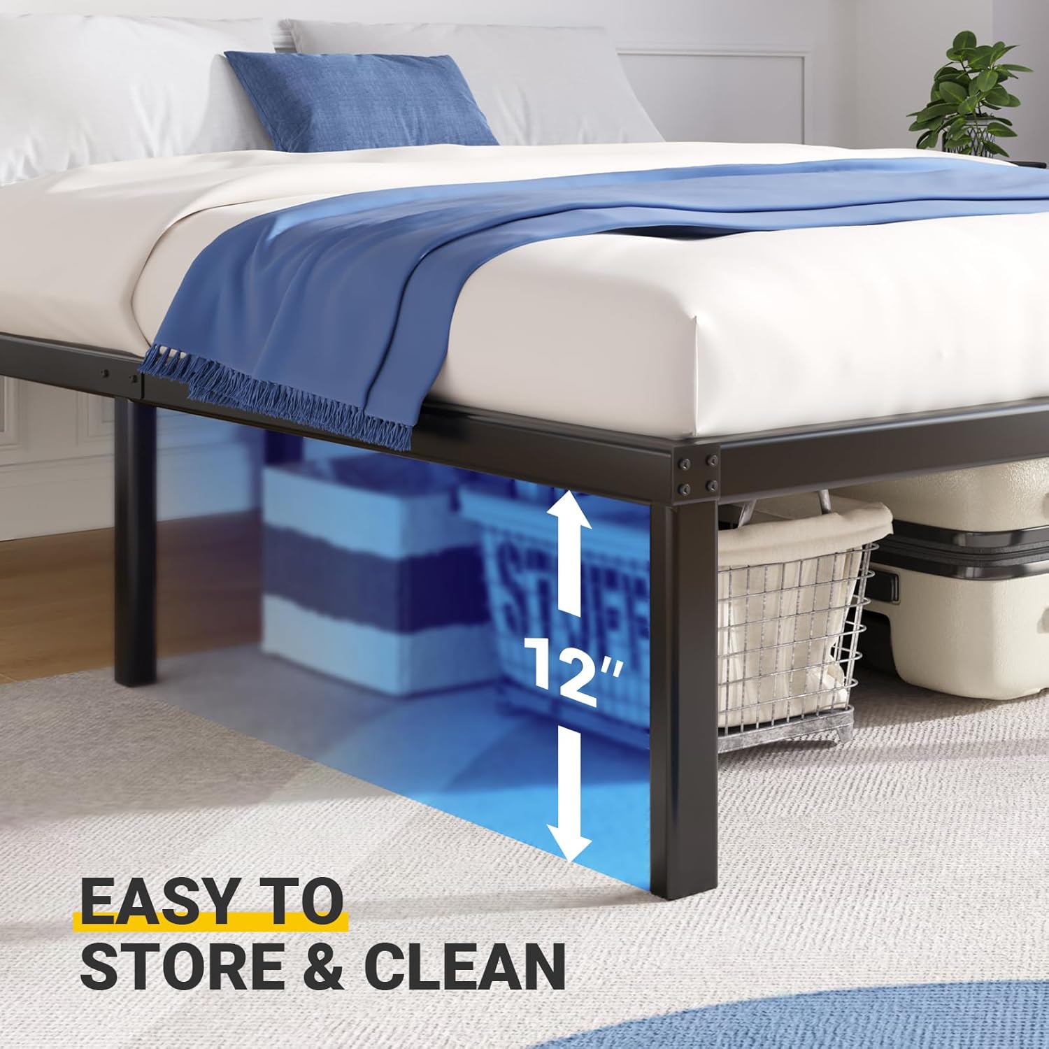 Avenco Queen Bed Frame 14 Inch Platform Bed with Under Bed Storage Y16972