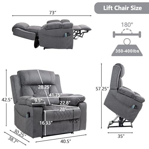 Power Lift Chair Recliner with Massage and Heat for Adults, Dual Motor H2507