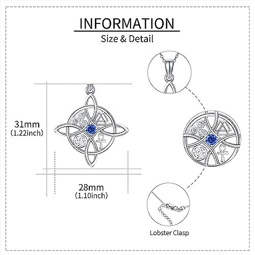 YAFEINI Witches Knot Necklace Sterling Silver Pendant Celtic Jewelry O507985