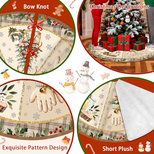 Christmas Tree Skirt 36 Inch with Snowman Reindeer Santa Snowflake L183244
