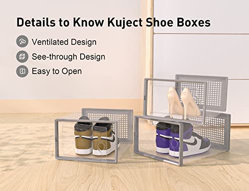 Kuject X-Large Clear Plastic Stackable Shoe Storage Boxes, 12 Pack, Blue Y142131
