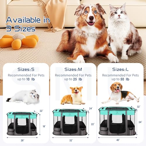 Foldable Dog Cat Playpen with Carrying Case, Water-Resistant, Indoor Outdoor V14642