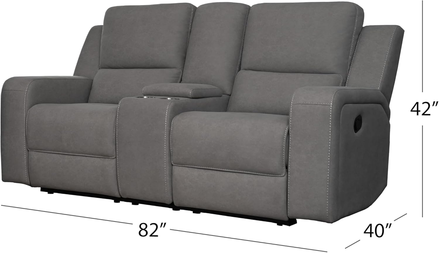 Abbyson Living Margaret 3PC Fabric Manual Reclining Sofa Collection, Charcoal P96648