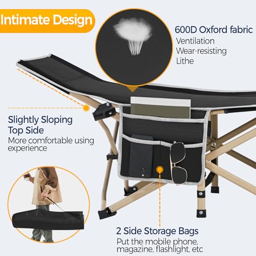 Yaheetech Folding Camping Cot, Portable Military Canvas Sleeping Bed with Carry Bag B4383
