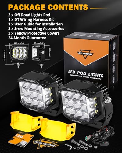 Auxbeam V-MAX Series 72W LED Pod Driving Lights with Amber DRL M188641