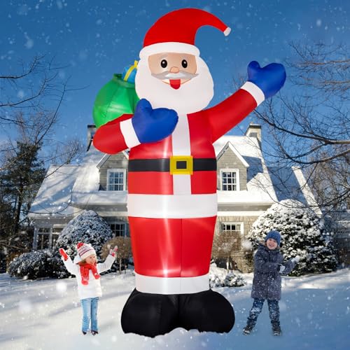 B&D 12FT Giant Christmas Inflatables Snowman Outdoor Decorations with Rotating LED Lights B36000