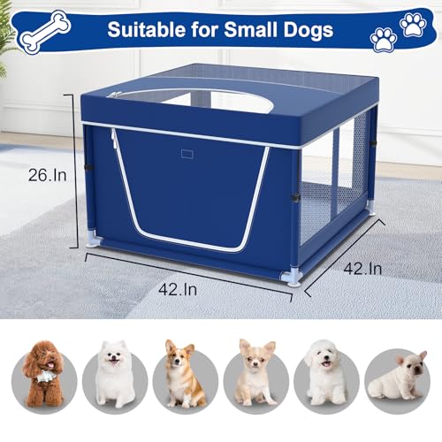 42x42x25.6 Inches Puppy Playpen with Gate for Small Dogs Indoor & Outdoor G192