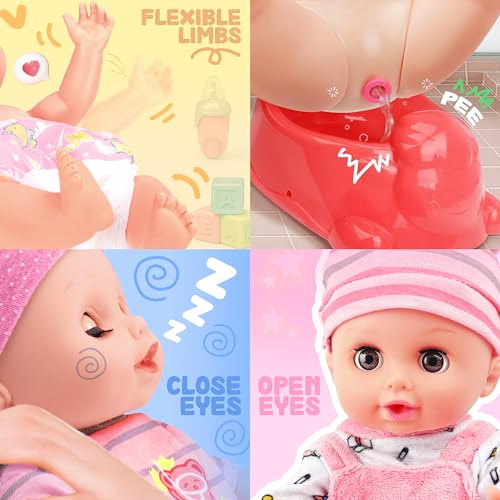 14 Inch Baby Doll Set with Carrier Bassinet and Feeding Accessories D626