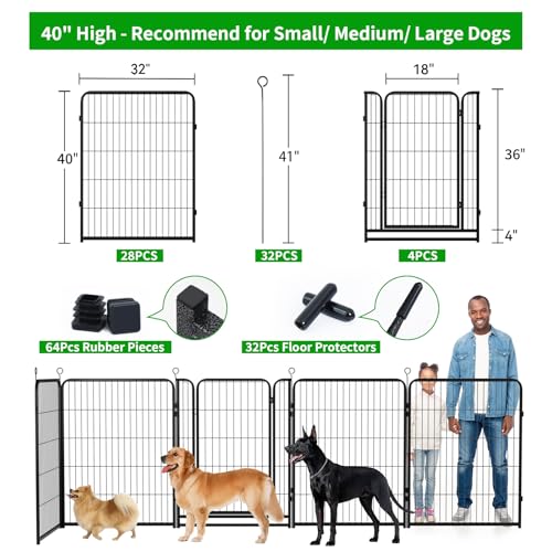 Dog Playpen Outdoor Extra Wide 12 Panels Heavy Duty 40" Height with Doors Portable G77703