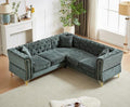 81.5”Chesterfield Sectional Sofa, Chenille Corner Sofa, L-Shaped Sectional Couch, 5-Seater Corner Sofas with 3 Cushions for Living Room, Bedroom, Apartment, Office (Gray)