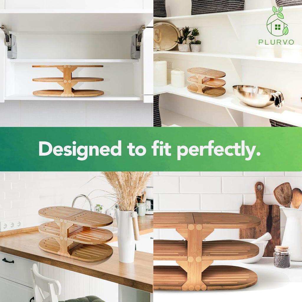 Bamboo 6-Tier Plate Organizer for Cabinet, 20" Wide D49210
