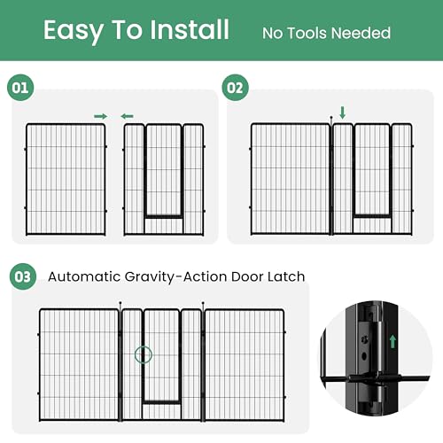 HealSmart Dog Playpen Indoor 32" Height 8 Panels for Small/Medium Dogs, Black J454