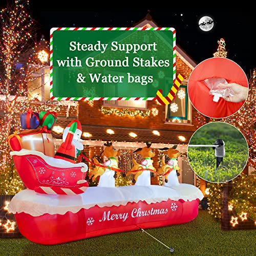 COOLWUFAN 6 FT Christmas Inflatables Santa Claus with Gifts Bag, LED Lights Outdoor Yard Decoration T979