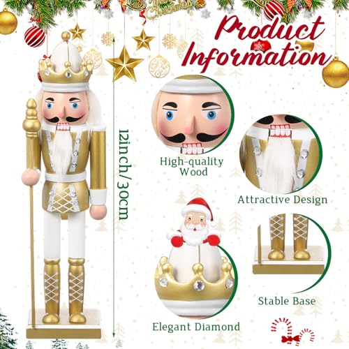 Huwena 2Pcs Christmas Nutcracker Soldier Wooden Figure Decor 12'' Z474