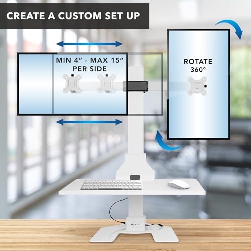 Mount-It! Electric Standing Desk Converter - Motorized Sit-Stand Desk Riser with Monitor Mount, 32" V46023