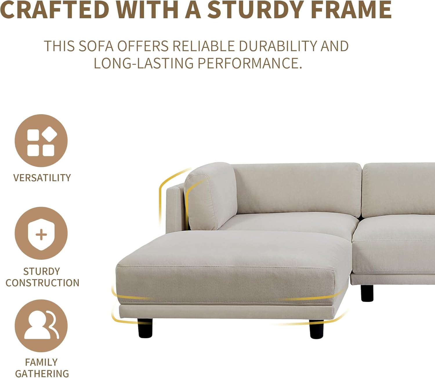 L Shaped Convertible Modular Sectional Sofa with Extra Wide Chaise Y428809