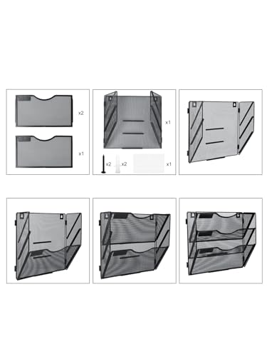 Hanging Wall File Organizer 3 Pocket, Black F549576