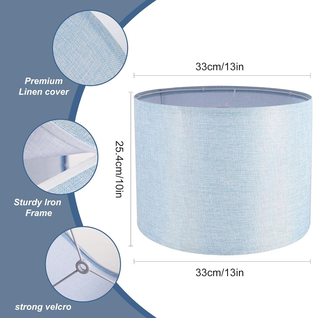 Blue Fabric Drum Lamp Shades Set of 2 for Table & Floor Lamps Z649367