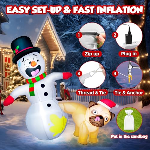 12FT Giant Christmas Inflatables Snowman with Music & 360° Rotation LED Lights Outdoor Decor Z588