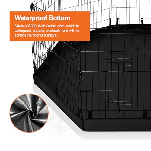 PJYuCien Dog Playpen - Metal Foldable Exercise Pen with Bottom Pad for Small Medium Pets C352