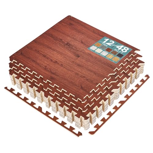 Sorbus Wood Grain EVA Interlocking Floor Mats with Borders J287