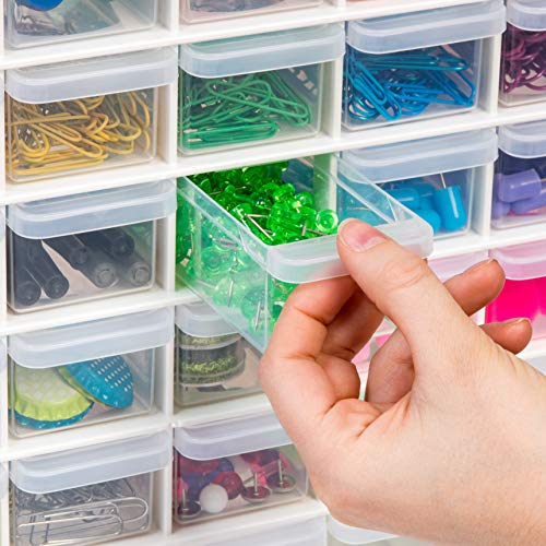 IRIS USA Plastic Drawer Storage Organizer, 24-Drawer Cabinet, White L6685