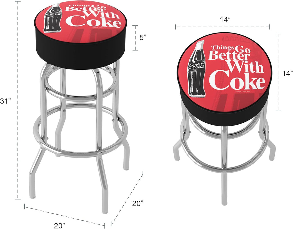 Coca-Cola Bar Stool with Foam Padded Seat by Trademark Gameroom C8001