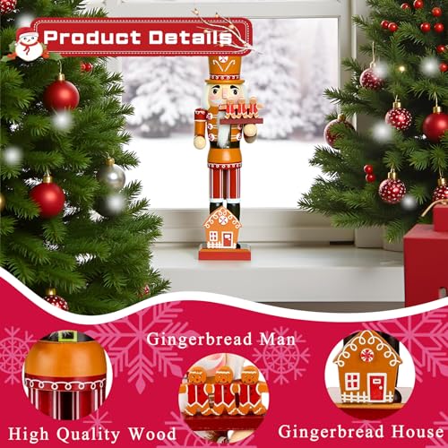 Gingerbread Nutcracker Figure 14 Inch Christmas Wooden Decor K36734