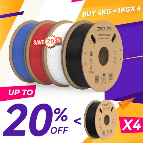 Creality Hyper PLA Filament 1.75mm High Speed 3D Printer Filament, 4 Pack 1kg Spool, Black & White K3786