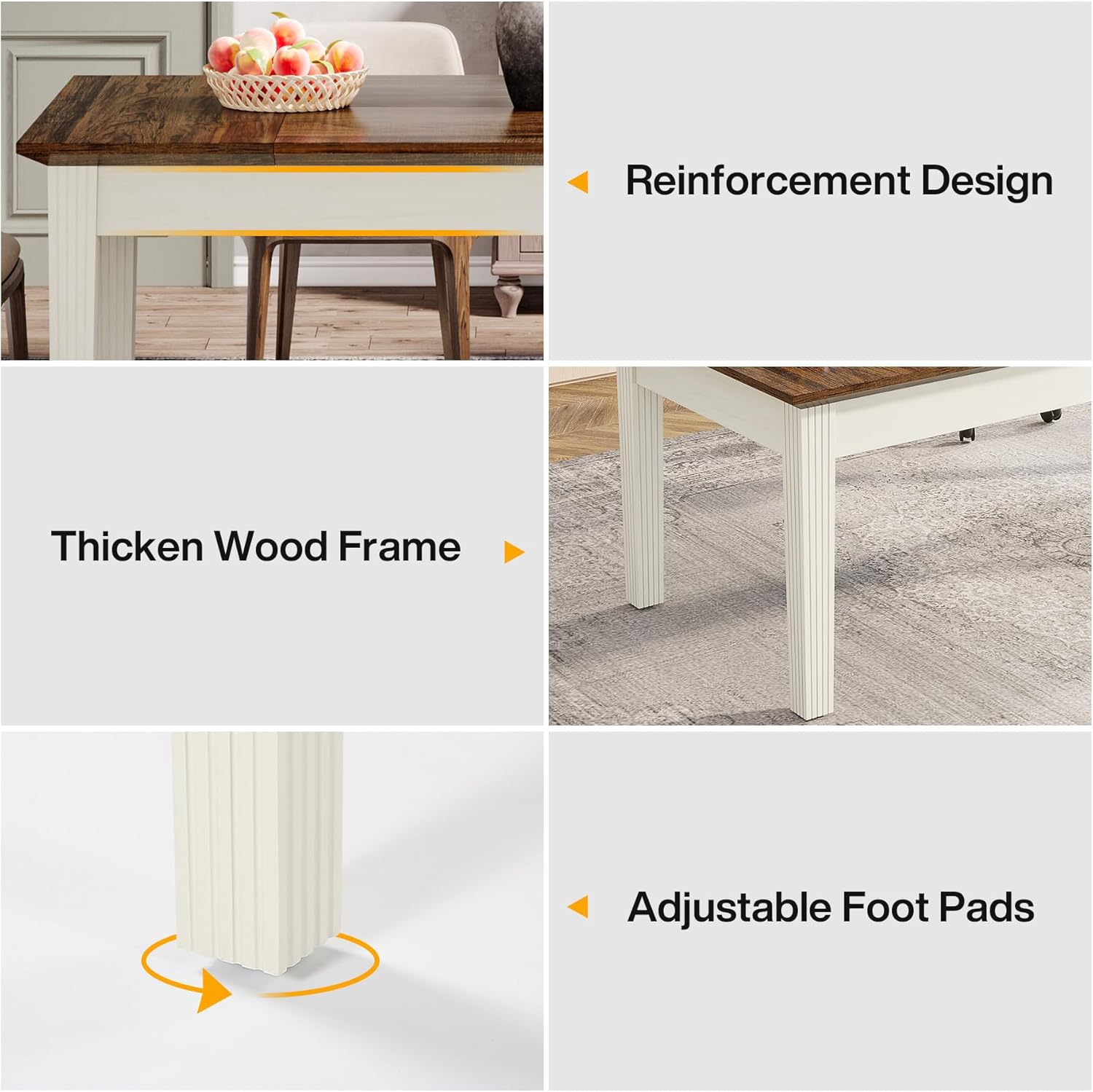 Tribesigns 62-Inch Computer Desk with Solid Wood Legs, Rustic Brown & White B24585
