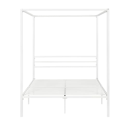 HOOMIC Canopy Bed Frame Full Size White, No Box Spring Needed K1114
