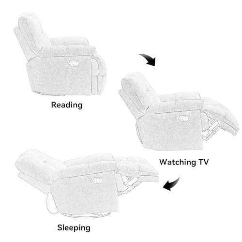 Oversized Rocker Recliner Chair with Breathable Velvet Fabric, Cream White Y969206