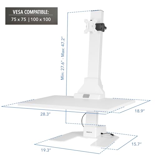 Mount-It! Electric Standing Desk Converter - Motorized Sit-Stand Desk Riser with Monitor Mount, 32" V46023