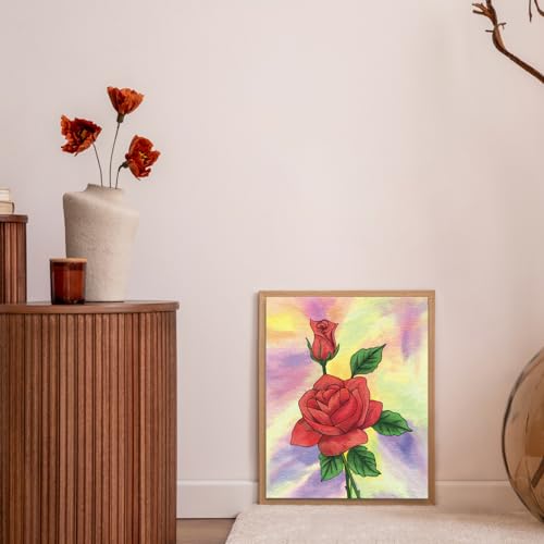 VOCHIC Paint and Sip Kit, Rose Pre Drawn Canvas Painting Set for Adults P45742