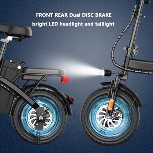 Peak 500W Folding Electric Bike for Adults, 14" Mini Ebike with Removable Battery D85153