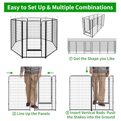 Dog Playpen Outdoor Extra Wide 12 Panels Heavy Duty 40" Height with Doors Portable G77703