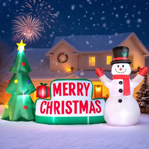 10 FT Christmas Inflatables Snowman Outdoor Yard Decorations with LED Lights C52642